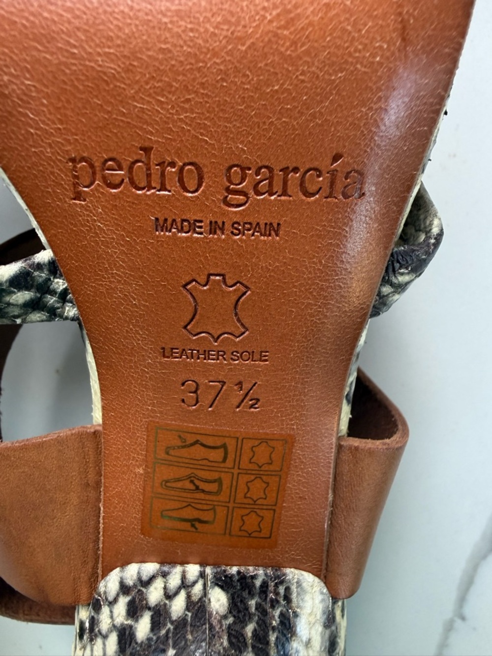 Pedro Garcia Tan Leather Sandals with Snakeskin Accents - Picture 8 of 9
